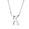Polished silver stainless steel necklace featuring a bold uppercase letter K pendant - Letter K Style (KN233975-Z)