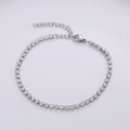Silver stainless steel tennis bracelet with 4mm round clear zircons and lobster clasp - 3mm / 16+5cm / Steel