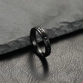 Minimalist matte black stainless steel ring with rectangular grooved texture for men - US 6 / Single Row Black