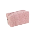 Pink quilted plush storage bag with soft cloud patterns and metal zipper detail - Pink (Cloud Quilted)