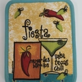 Thick cotton baking mat with Fiesta illustration in mustard yellow and lake blue - Chili