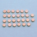 26-piece set of gold-rimmed round alphabet charms with light pink enamel inlay - Alphabet Set (DY147) / Set of 26 / Style 22 White
