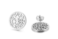 Bohemian style silver circular stud earrings with intricate cutout filigree pattern - Silver Scroll Pattern Hollow (KE83165-KC)