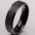 Matte black titanium steel ring with sandblasted finish and smooth inner comfort fit - US 6 / Wide Style / Black