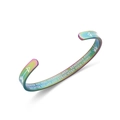 Rainbow gradient stainless steel open cuff bracelet with engraved inspirational quote - Daughter Multicolor (B1004)