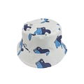 White reversible bucket hat with blue cartoon monster patterns for sun protection - M (56-58cm) / White Blue Monster