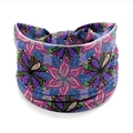 Elastic wide headband featuring colorful abstract mandala and floral African prints - Style 120