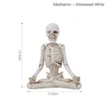 Meditating skeleton figurine in vintage white resin, Halloween yoga skull decor, 12.5cm height - Meditation - Distressed White