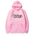 Felpa rosa oversize con cappuccio e stampa Who Let Me Have Fun colorata e stelle - S / Rosa