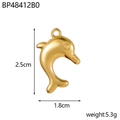 Pendentif dauphin en acier inoxydable doré poli de 2,5 cm avec anneau de suspension - Accessoire Dauphin