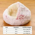 Lettino in peluche rosa per animali con guida alle taglie per cani e gatti, design accogliente - Stile Peluche / 60x60cm / Rosa Sakura