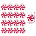 Set of 16 red and white swirl candy ornaments with hanging loops for Christmas - Red Large Candy with Hanging Loop