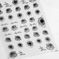 3D-Nagelaufkleber mit realistischen schwarz-weißen Blumen und Deep Kiss Schriftzug - TS-151 Dünn & Zäh (Schwarz-Weiß-Blume)