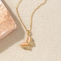Sparkling cat-eye butterfly necklace with cubic zirconia in gold plating for women - BXL0256-3 Pink Cat's Eye Butterfly