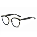 Montatura per occhiali tonda cat-eye in TR90 nero con dettagli in metallo oro - Nero Lucido