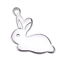Silver rabbit pendant charm made of stainless steel for DIY jewelry making - Steel Color Rabbit