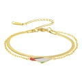Double-layer gold stainless steel Palestine map bracelet with colorful enamel charm - Gold Double Snake Chain