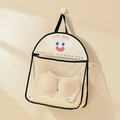 Hanging mesh storage bag in cream white with a happy face pattern for underwear - Black