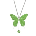 Detail of silver butterfly car pendant with sparkling green rhinestones and metal accents - Light Green