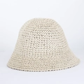 Minimalist beige straw bucket hat with detailed handmade weave for summer sun protection - M (56-58cm) / Off White