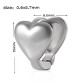 Boucles d'oreilles cœur en acier inoxydable argenté avec détails de taille 10mm - Style 13 (Forme de coeur)