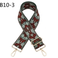 Close-up of vintage floral jacquard bag strap with gold lobster clasps and buckles - B10-3/Gold