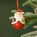 Festive Santa Claus resin charm with a vibrant red metal bell on a snowy Xmas branch - Wreath Santa-Red Bell-Half Body