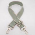 Adjustable sage green and beige 3.8cm wide woven replacement crossbody bag strap - Sage Green with Beige Edge / Silver Hardware
