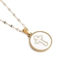 Collana con croce d'oro e inserto in conchiglia bianca su elegante catena piatta a lisca - Stile Linea Croce (ML-SSN0015)