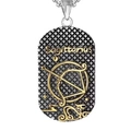 Two-tone Sagittarius zodiac dog tag pendant necklace in gold and silver finish - Sagittarius