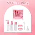 Set de viaje rosa de 7 piezas con botellas dispensadoras y tarros de crema - SY760-Rosa (Botella Vacía de 50ml + Juego de Tarros de Crema)