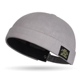 Berretto docker grigio stile streetwear con etichetta tessuta e cinturino regolabile - Grigio
