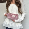 Trousse à maquillage en peluche imprimé léopard rose avec texture douce en fausse fourrure - Rose Violet