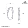 Tabla de tallas detallada para pendientes Mobius de plata 925 con dimensiones precisas - Plata 925 chapada en oro blanco