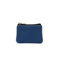 Minimalist navy blue canvas coin purse featuring silver metal zipper and white stitching - Sapphire Blue