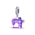Detailed purple enamel sewing machine charm with Baby engraving and inlaid crystals - Doll Sewing Machine Pendant (PAC1293)