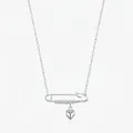 S925 sterling silver paperclip necklace with metal beads and a heart pendant - 925 Silver / Silver