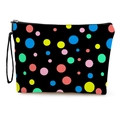 Black portable storage bag with vibrant colorful polka dots and metal zipper closure - 17*25cm (Fine Linen) / Multi-color Polka Dot (Style 1)