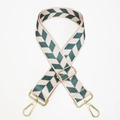 Adjustable 38mm canvas bag strap with beige and green chevron pattern and gold hardware - Khaki Green Plaid