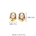 Detailansicht von Perlen-Ohrsteckern mit präzisen Maßen und Gewichtsangaben für Damen - Vintage ovale Perle
