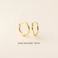 Polished 10mm inner diameter golden S925 sterling silver huggie hoop earrings - 925 Silver / 10mm Gold Color