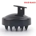 Solid black silicone scalp massager brush with ergonomic handle for hair washing - Single Black Scalp Massager