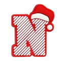 Detail of 3D PVC letter N shoe charm with Christmas hat decoration for clog sandals - 14-Santa Hat Letter N