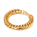 Polished 18K gold plated Cuban link bracelet for men with secure lobster clasp finish - 16mm Width x 240mm Length (Bracelet)