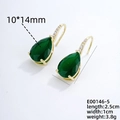 Gold pear-shaped drop earrings featuring green zircon main stone and micro-pave detailing - 16K Gold + Green