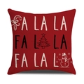 Red Christmas linen pillowcase with Fa La La text and festive holiday illustrations - YMX60-3 FA LA LA