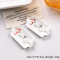 Miniature white ceramic trays with koi carp prints for dollhouse or jewelry display - Square Plate - Koi Pattern