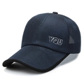 Casquette de baseball en mesh bleu marine pour hommes avec broderie YQU blanche - Réglable / Bleu marine