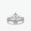Elegant 925 sterling silver crown ring set with sparkling zircon in a luxury stackable design - Adjustable Open / 925 Sterling Silver Open Ring Set
