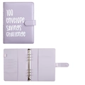 Lavender 100 Envelope Savings Challenge binder with 6-ring binder and card slots - A5 Purple Shell Only